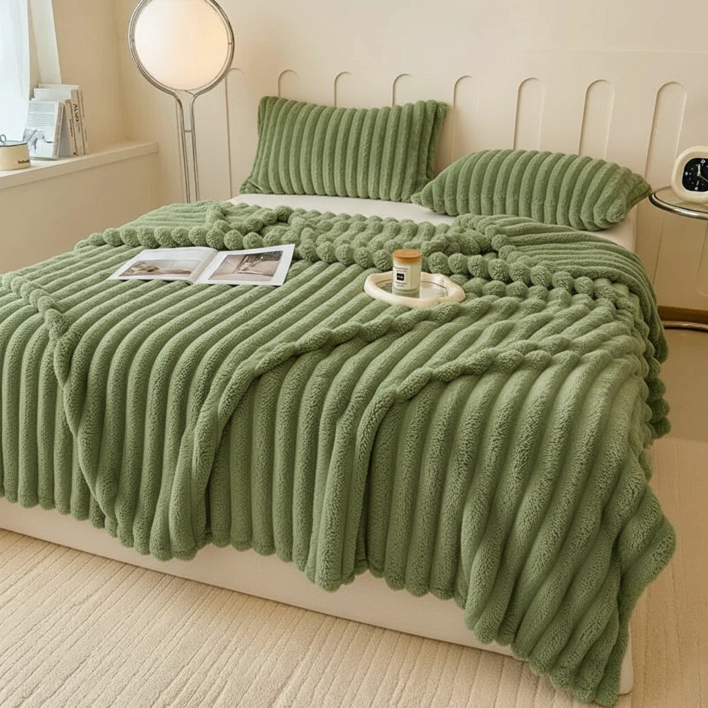 Plaid Luxe en Fausse Fourrure de Lapin Ultra Doux pour Lit & Canapé