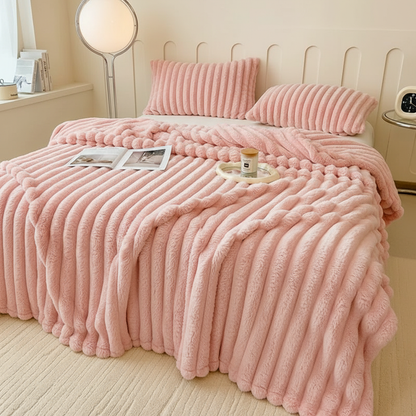 Plaid Luxe en Fausse Fourrure de Lapin Ultra Doux pour Lit & Canapé